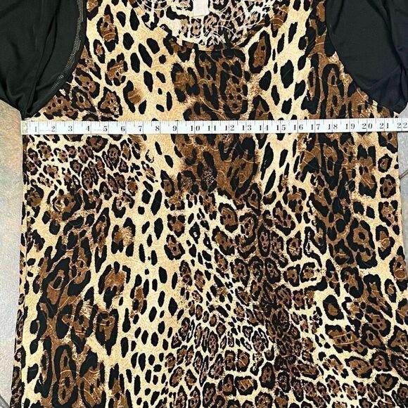 Lavish Animal Print Cheetah Sheer 3/4 Sleeve Blouse 1X - Picture 6 of 11